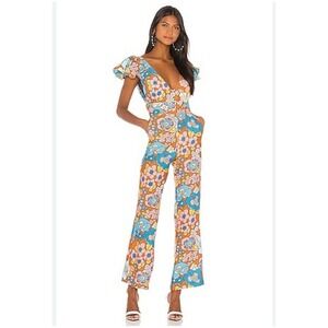 Dodo Bar Or Jenny Jumpsuit Brown Flower Medium Hippie Retro Boho Floral Pockets